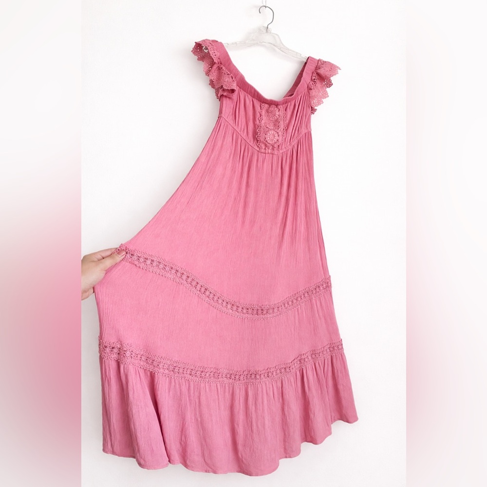J for Justify Rose Boho Maxi Dress with Lace Details Size: XL - Picture 6 of 7